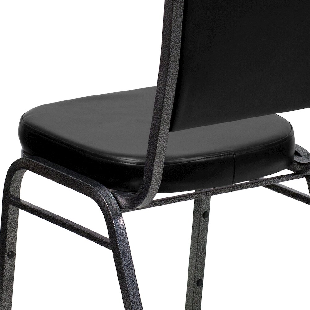 Crown Back Stacking Banquet Chair in Black Vinyl - Silver Vein Frame. Picture 12