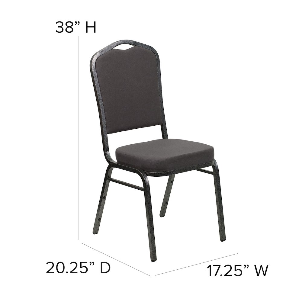 Crown Back Stacking Banquet Chair in Gray Fabric - Silver Vein Frame. Picture 6