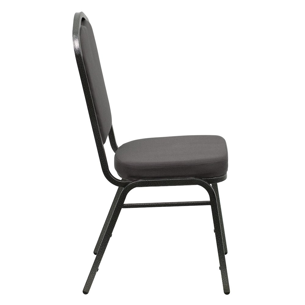 Crown Back Stacking Banquet Chair in Gray Fabric - Silver Vein Frame. Picture 9