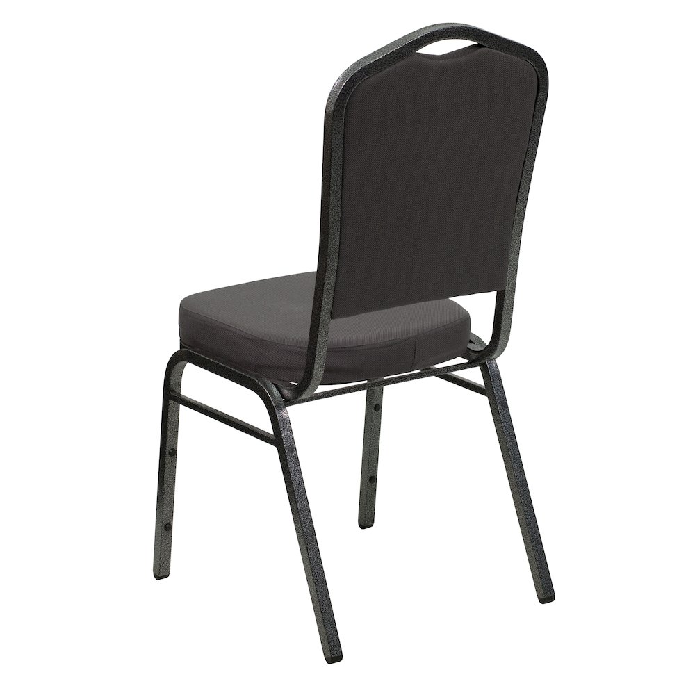 Crown Back Stacking Banquet Chair in Gray Fabric - Silver Vein Frame. Picture 7