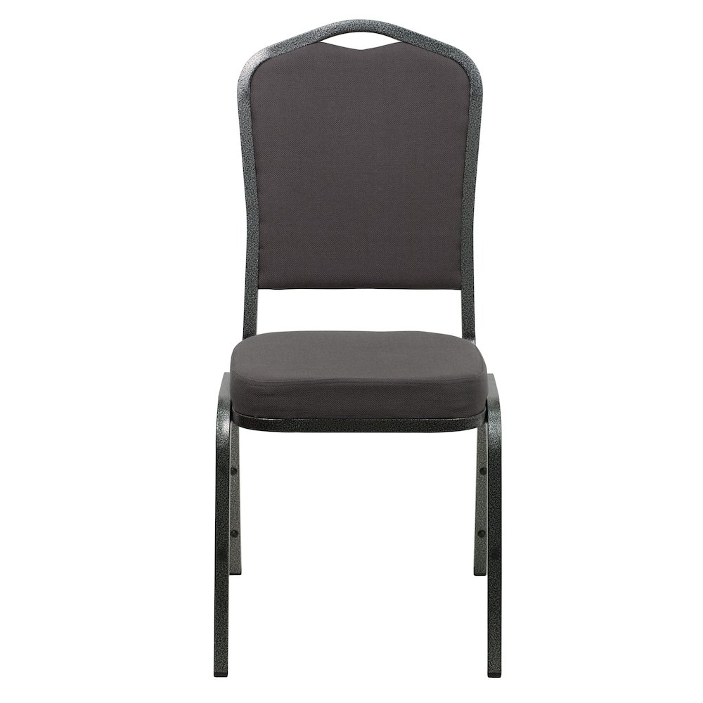Crown Back Stacking Banquet Chair in Gray Fabric - Silver Vein Frame. Picture 10