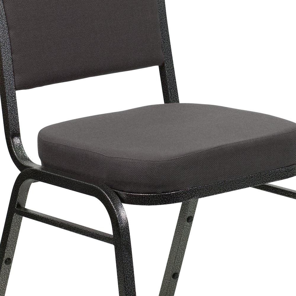 Crown Back Stacking Banquet Chair in Gray Fabric - Silver Vein Frame. Picture 13