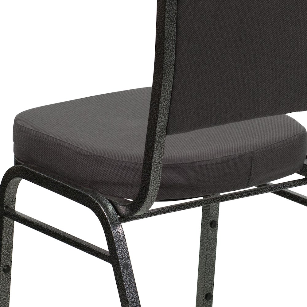 Crown Back Stacking Banquet Chair in Gray Fabric - Silver Vein Frame. Picture 11