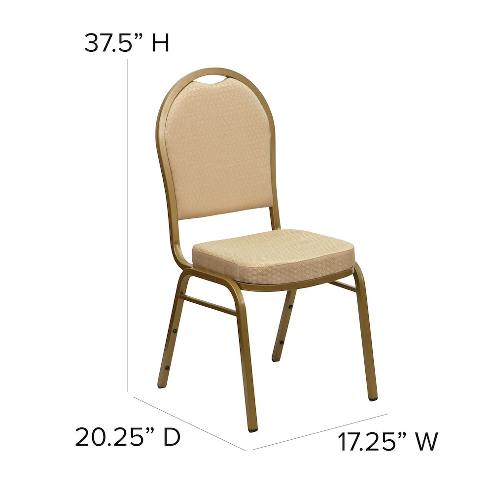 Dome Back Stacking Banquet Chair in Beige Patterned Fabric - Gold Frame. Picture 6