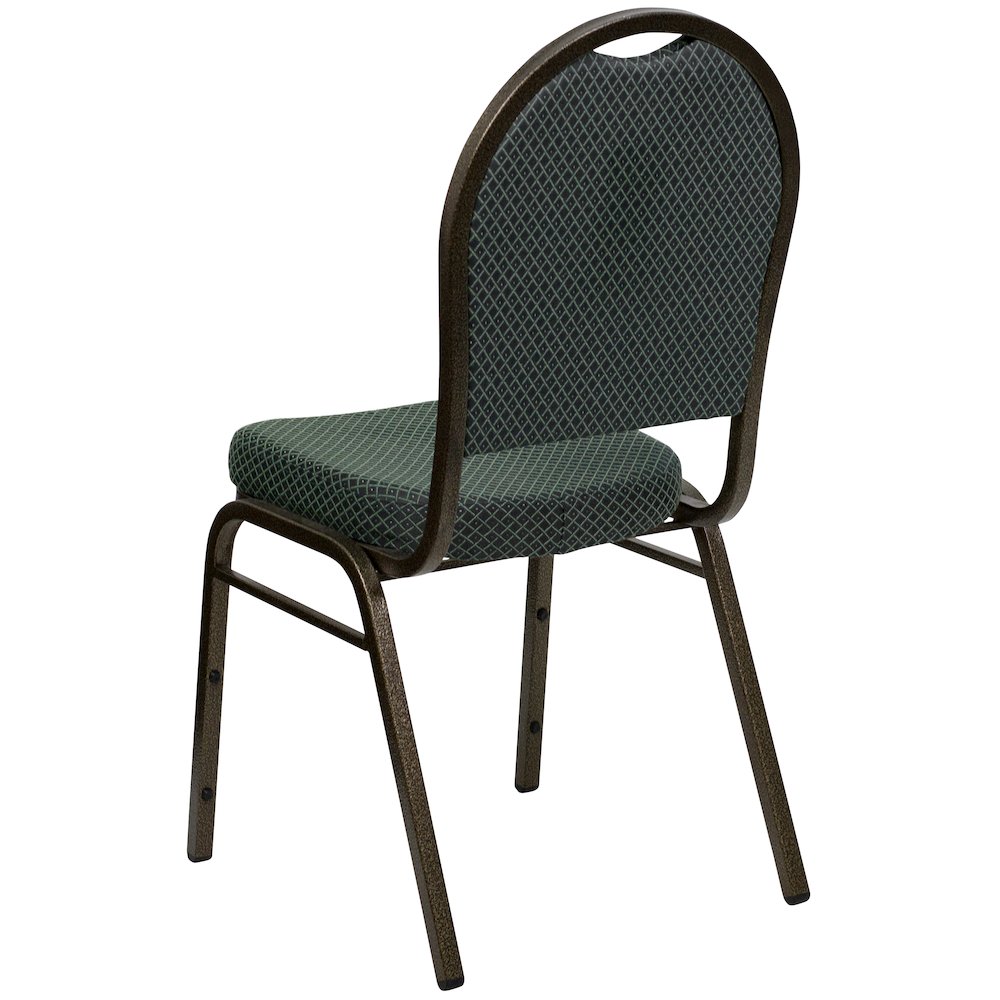 Dome Back Stacking Banquet Chair in Green Patterned Fabric - Gold Vein Frame. Picture 7