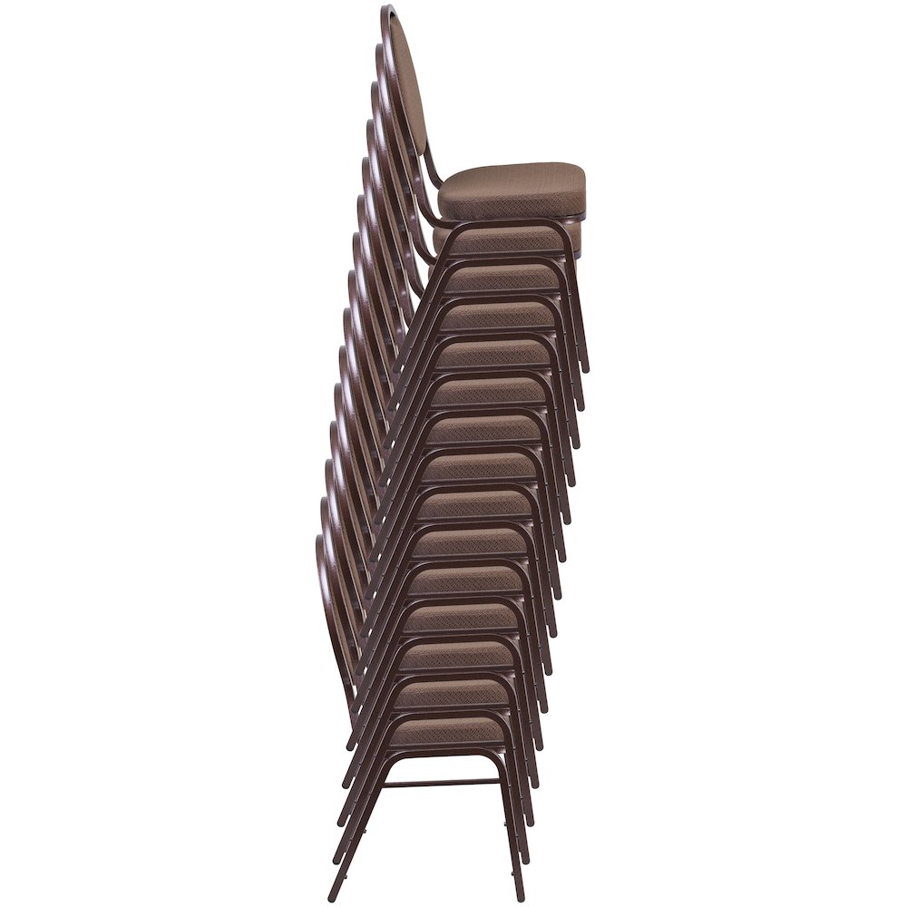 Teardrop Back Stacking Banquet Chair in Burgundy Patterned Fabric - Gold Frame. Picture 8