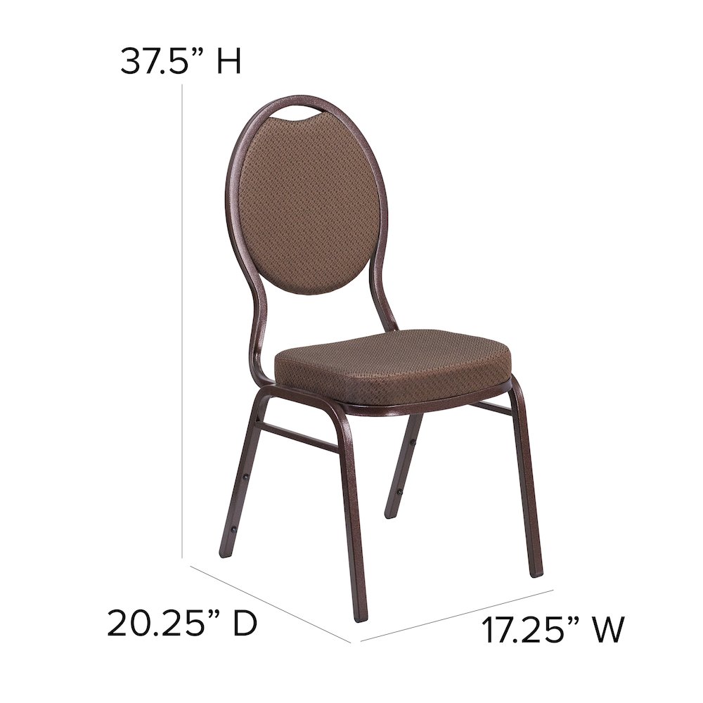 Teardrop Back Stacking Banquet Chair in Brown Fabric - Copper Vein Frame. Picture 5