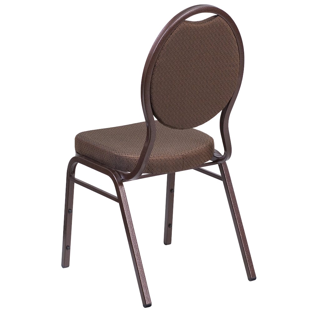 Teardrop Back Stacking Banquet Chair in Brown Fabric - Copper Vein Frame. Picture 6