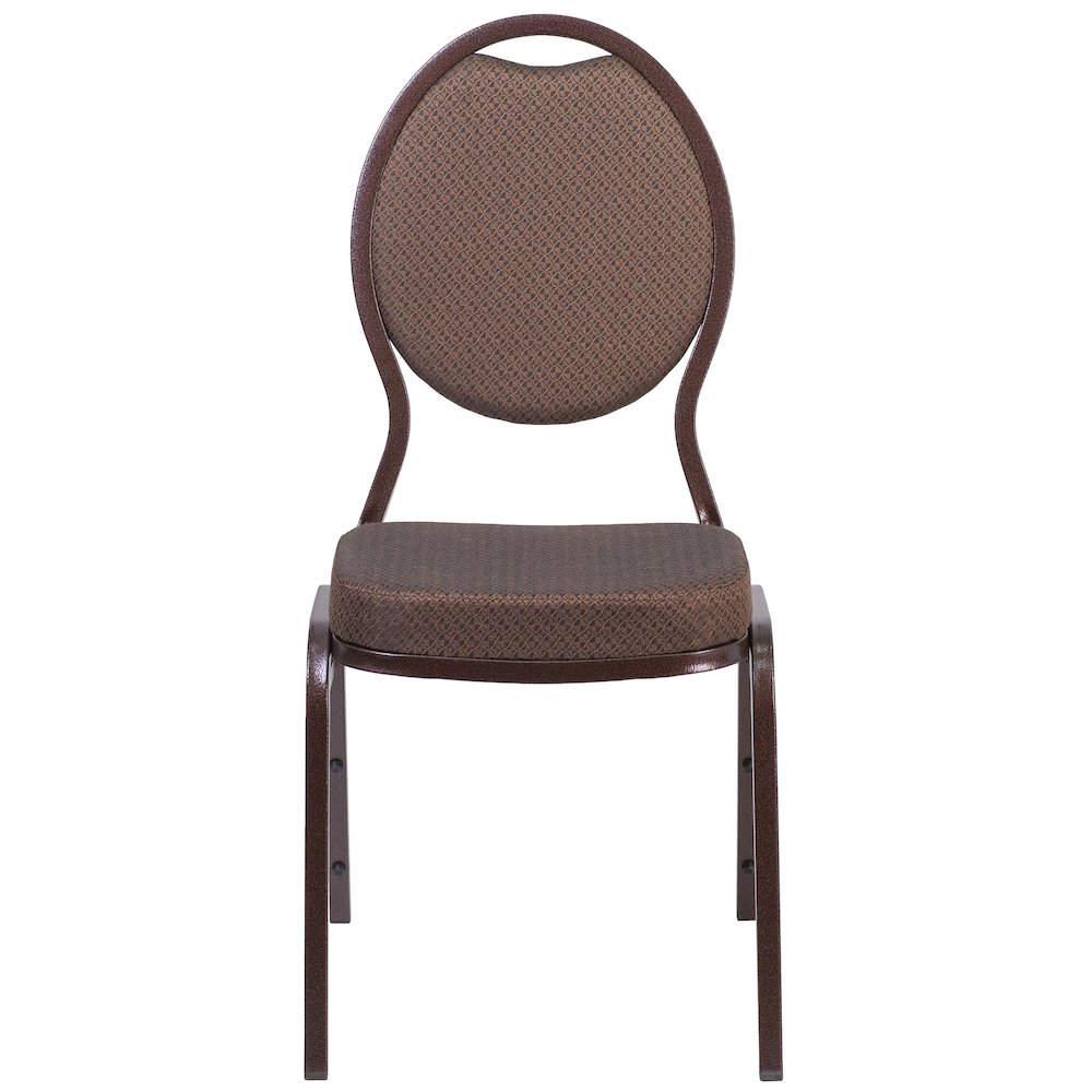 Teardrop Back Stacking Banquet Chair in Brown Fabric - Copper Vein Frame. Picture 9