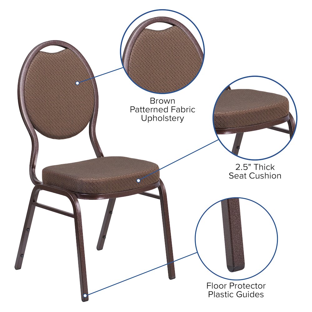 Teardrop Back Stacking Banquet Chair in Brown Fabric - Copper Vein Frame. Picture 4