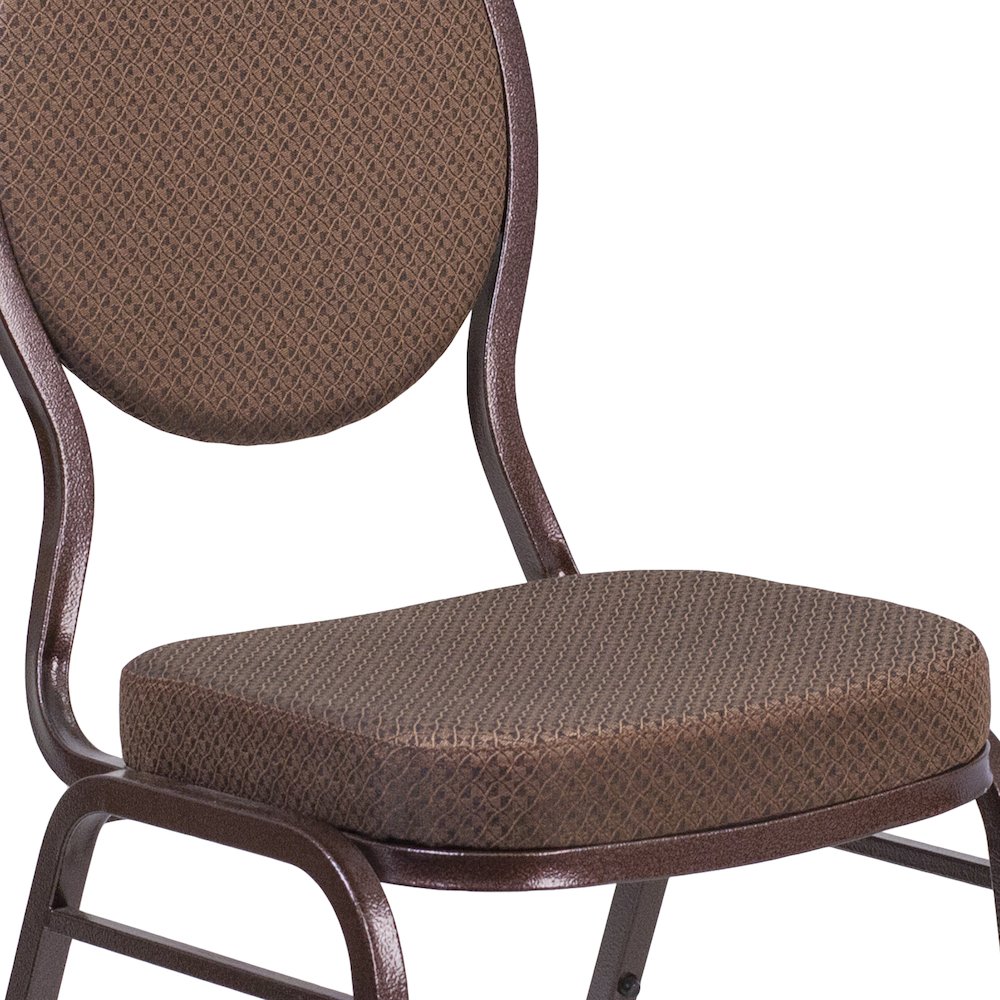 Teardrop Back Stacking Banquet Chair in Brown Fabric - Copper Vein Frame. Picture 10