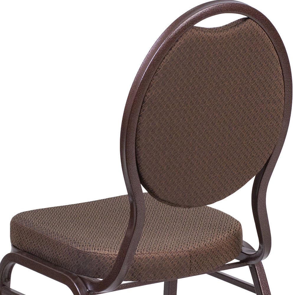 Teardrop Back Stacking Banquet Chair in Brown Fabric - Copper Vein Frame. Picture 11