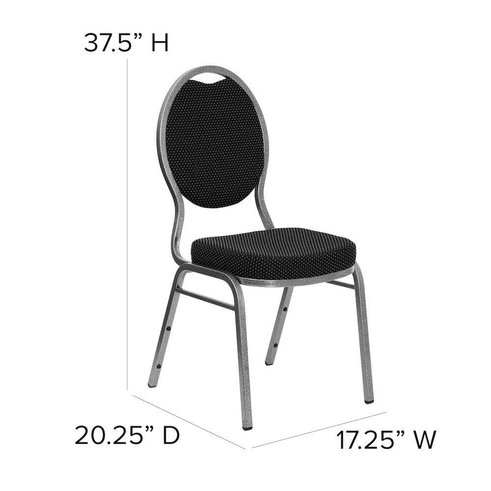 Teardrop Back Stacking Banquet Chair in Black Fabric - Silver Vein Frame. Picture 6