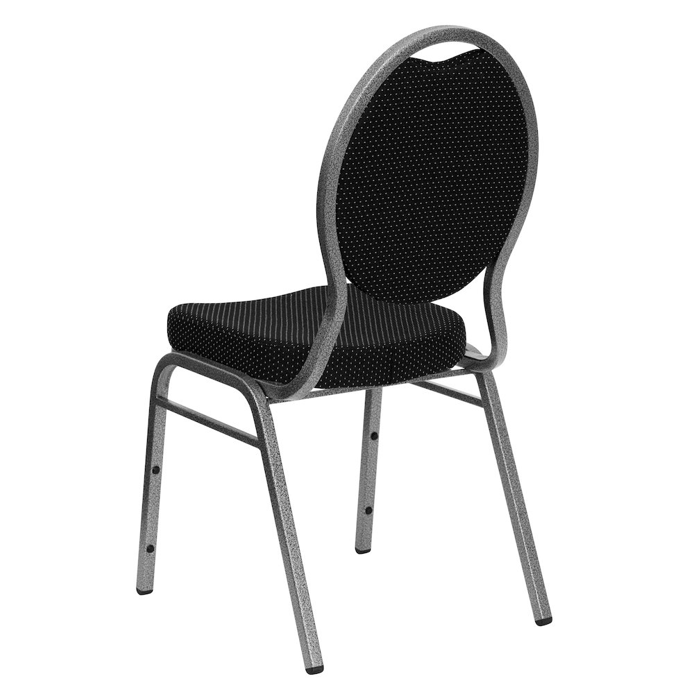 Teardrop Back Stacking Banquet Chair in Black Fabric - Silver Vein Frame. Picture 7