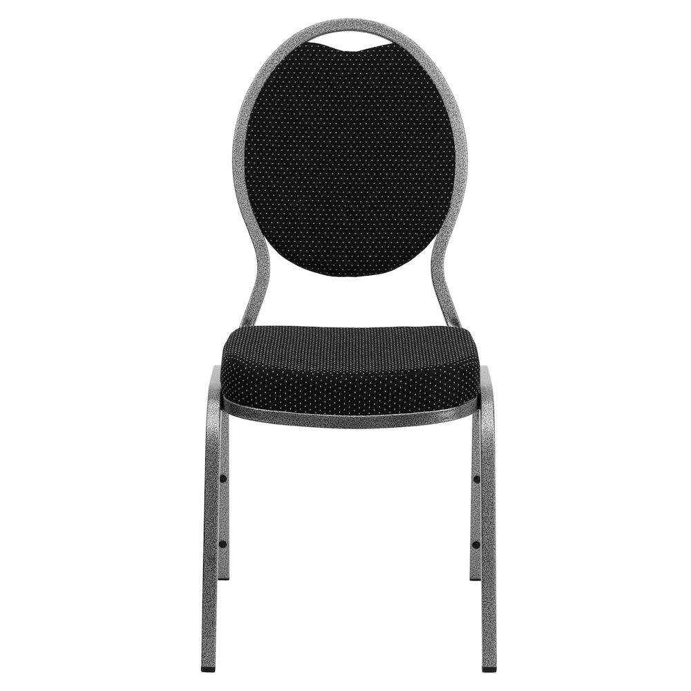 Teardrop Back Stacking Banquet Chair in Black Fabric - Silver Vein Frame. Picture 10