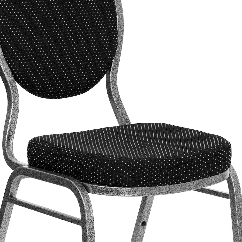 Teardrop Back Stacking Banquet Chair in Black Fabric - Silver Vein Frame. Picture 12