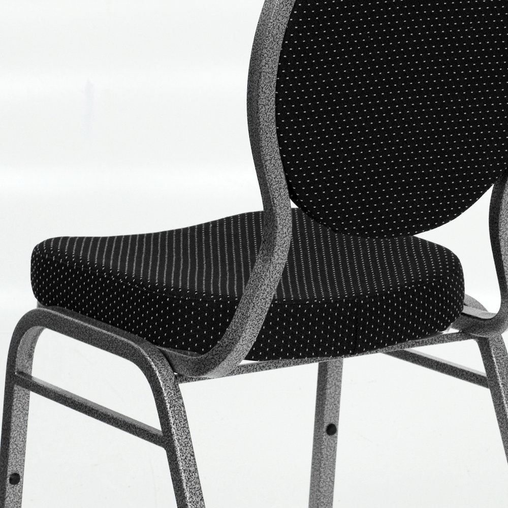 Teardrop Back Stacking Banquet Chair in Black Fabric - Silver Vein Frame. Picture 11