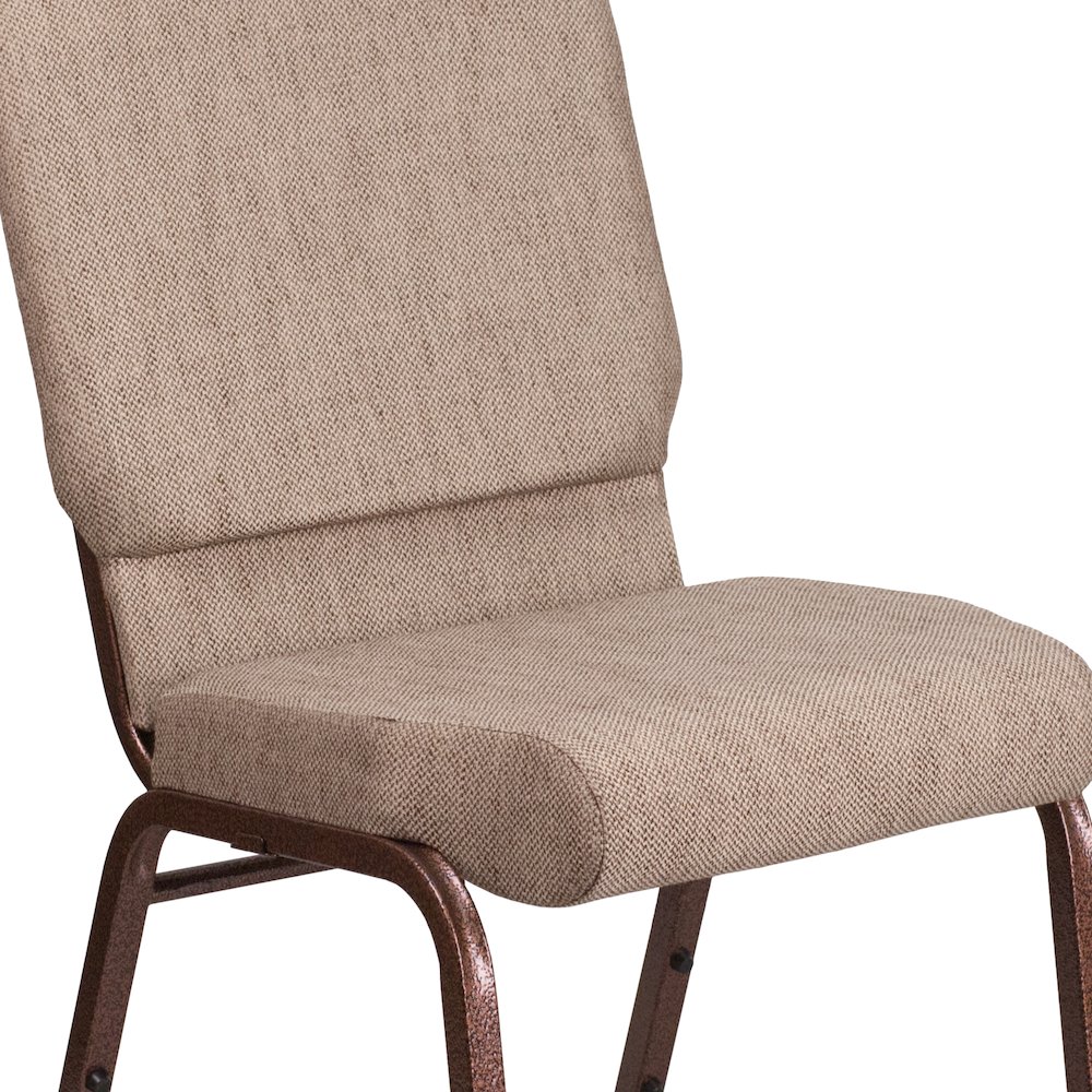 18.5''W Stacking Church Chair in Beige Fabric - Copper Vein Frame. Picture 7