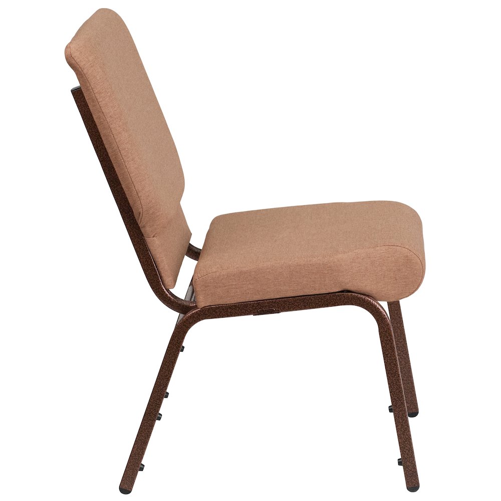 18.5''W Stacking Church Chair in Caramel Fabric - Copper Vein Frame. Picture 4