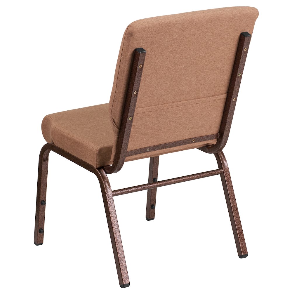 18.5''W Stacking Church Chair in Caramel Fabric - Copper Vein Frame. Picture 2