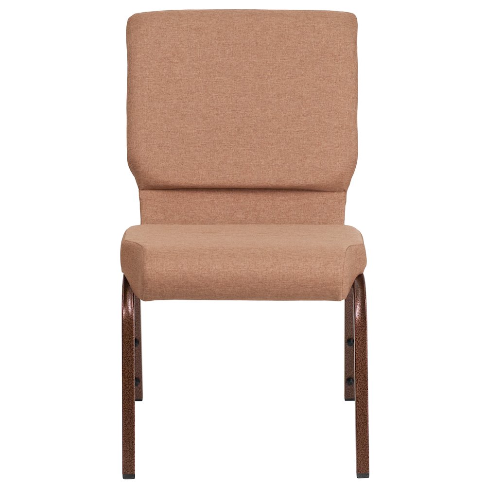 18.5''W Stacking Church Chair in Caramel Fabric - Copper Vein Frame. Picture 5