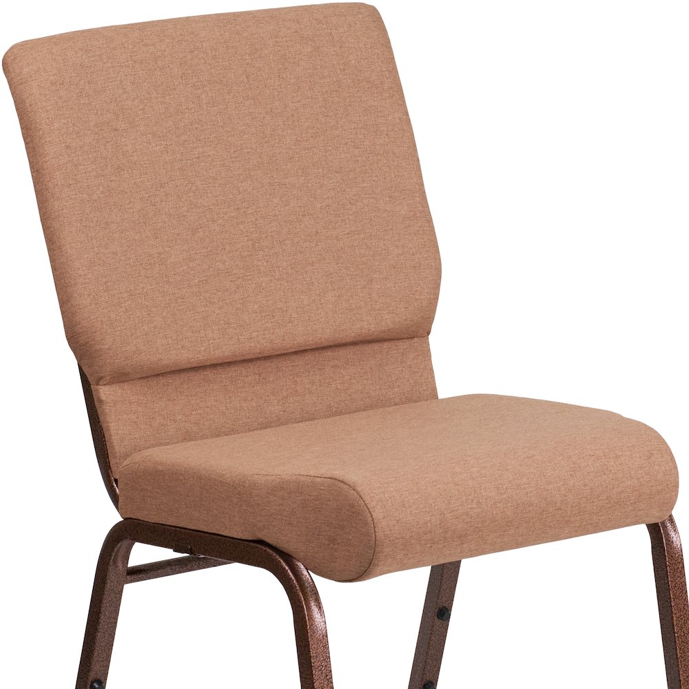 18.5''W Stacking Church Chair in Caramel Fabric - Copper Vein Frame. Picture 3