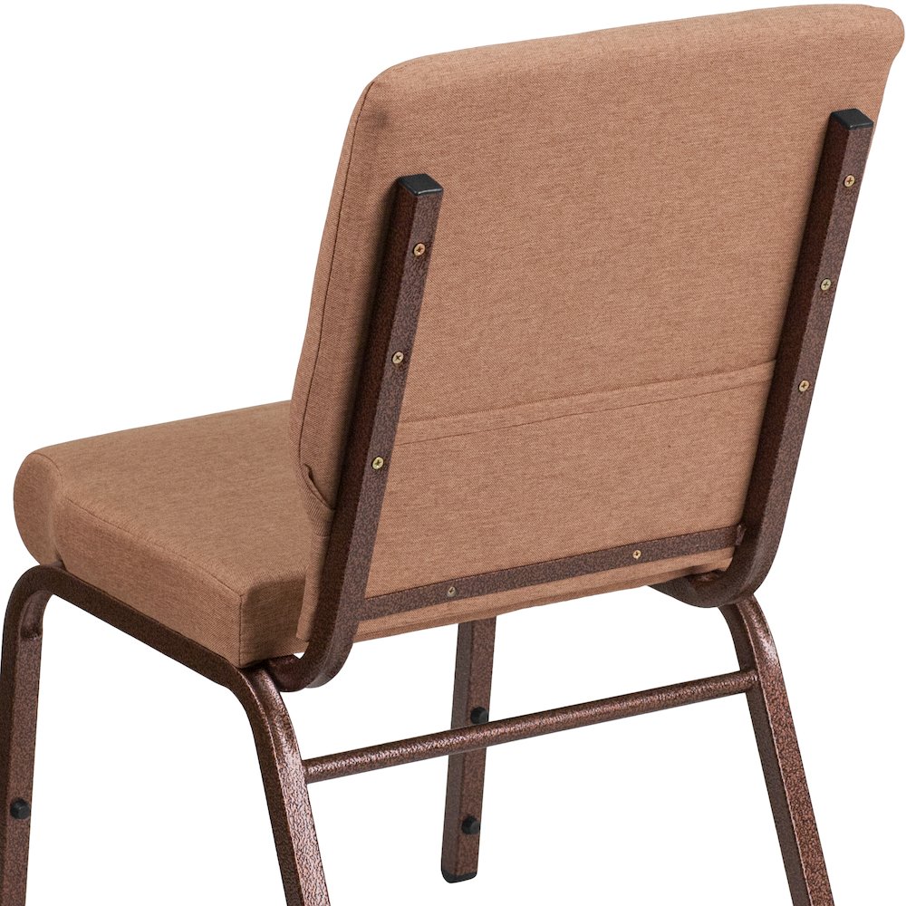 18.5''W Stacking Church Chair in Caramel Fabric - Copper Vein Frame. Picture 6