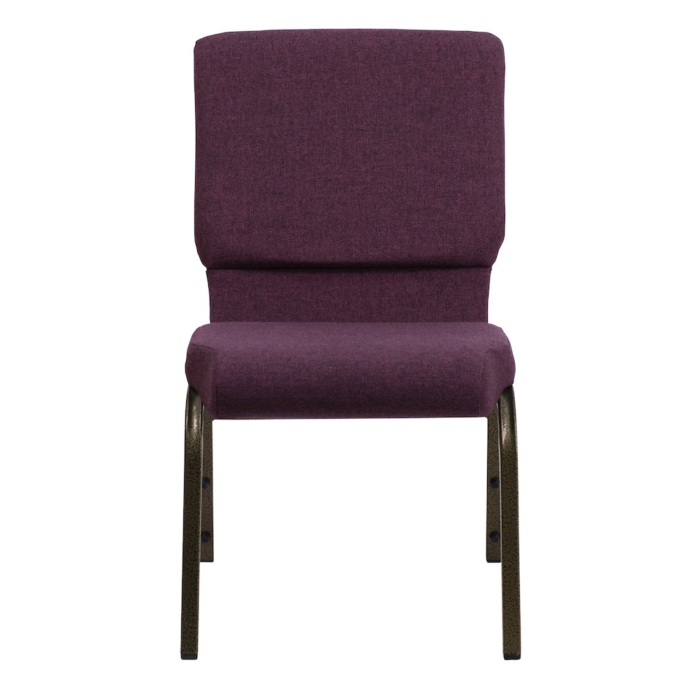 18.5''W Stacking Church Chair in Plum Fabric - Gold Vein Frame. Picture 10