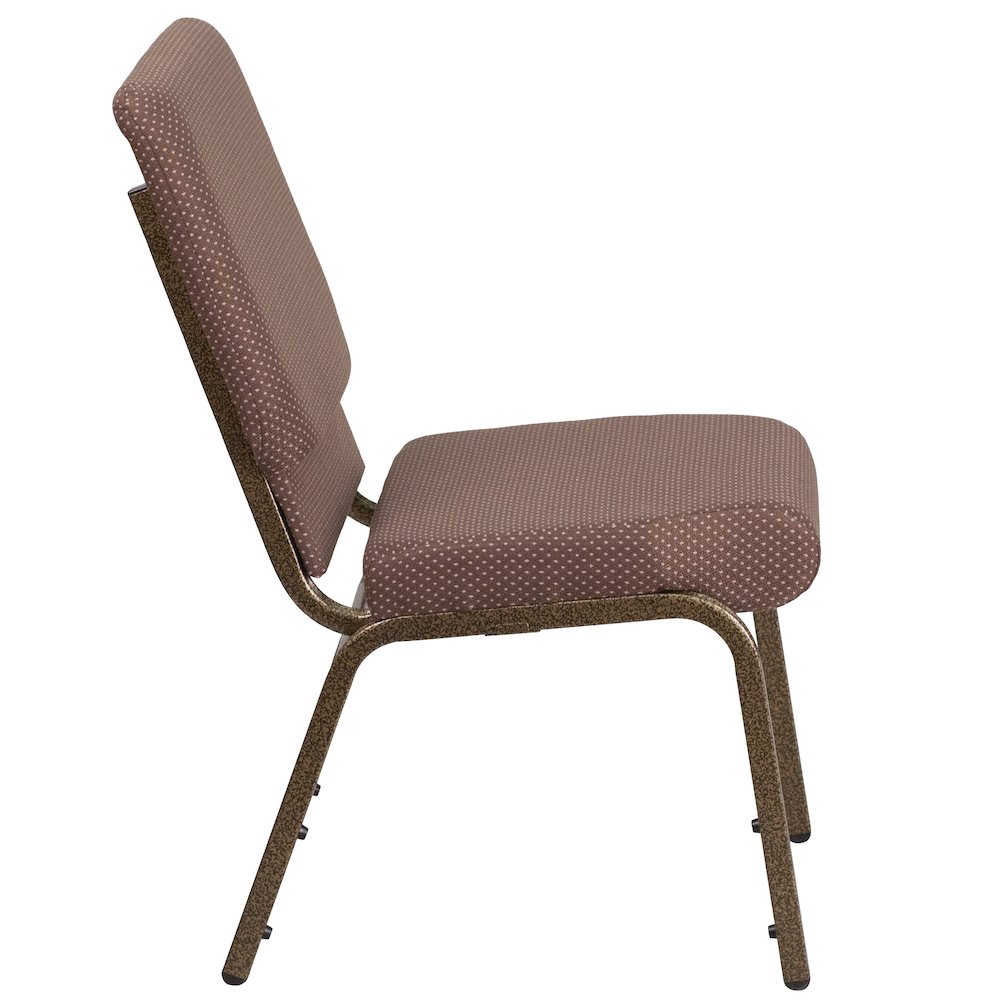 18.5''W Stacking Church Chair in Brown Dot Fabric - Gold Vein Frame. Picture 4