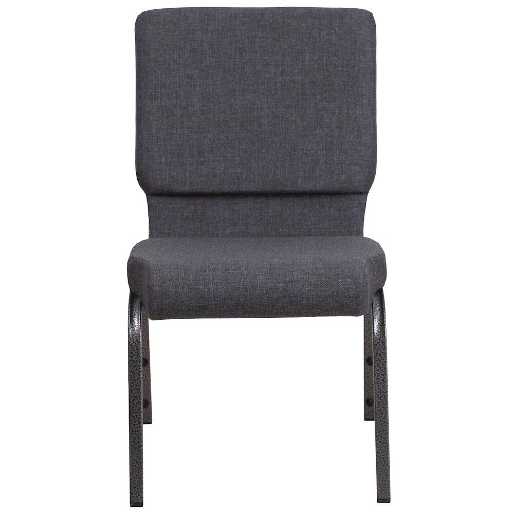 18.5''W Stacking Church Chair in Dark Gray Fabric - Silver Vein Frame. Picture 6