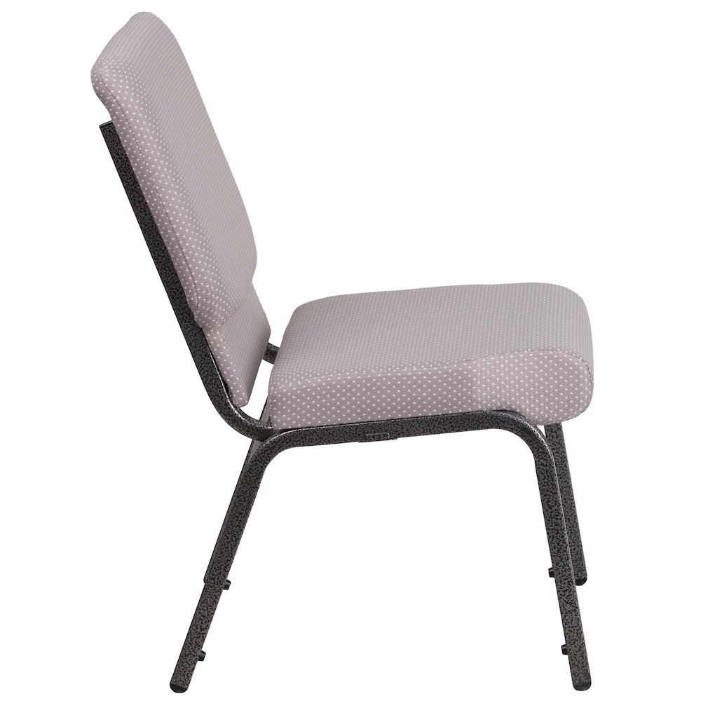 18.5''W Stacking Church Chair in Gray Dot Fabric - Silver Vein Frame. Picture 3