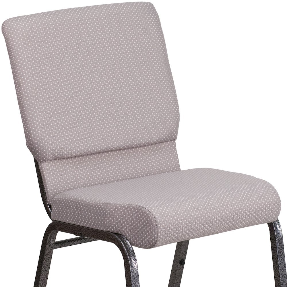 18.5''W Stacking Church Chair in Gray Dot Fabric - Silver Vein Frame. Picture 3