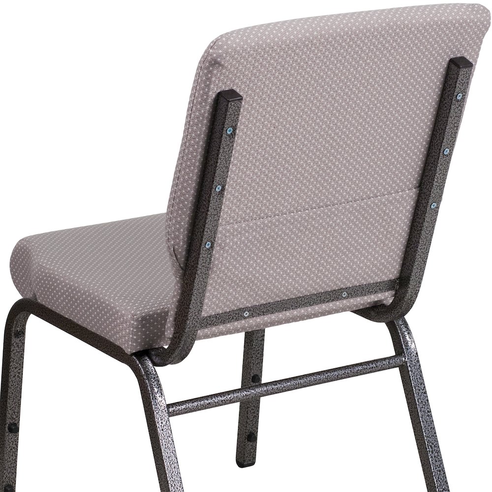 18.5''W Stacking Church Chair in Gray Dot Fabric - Silver Vein Frame. Picture 6