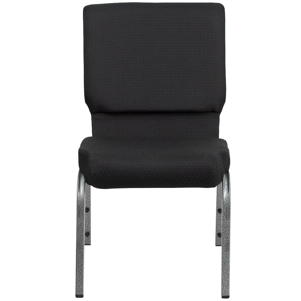 18.5''W Stacking Church Chair in Black Patterned Fabric - Silver Vein Frame. Picture 10