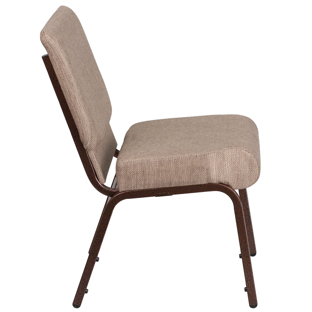 21''W Stacking Church Chair in Beige Fabric - Copper Vein Frame. Picture 3