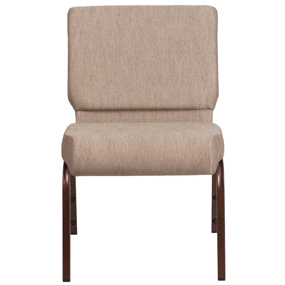 21''W Stacking Church Chair in Beige Fabric - Copper Vein Frame. Picture 5