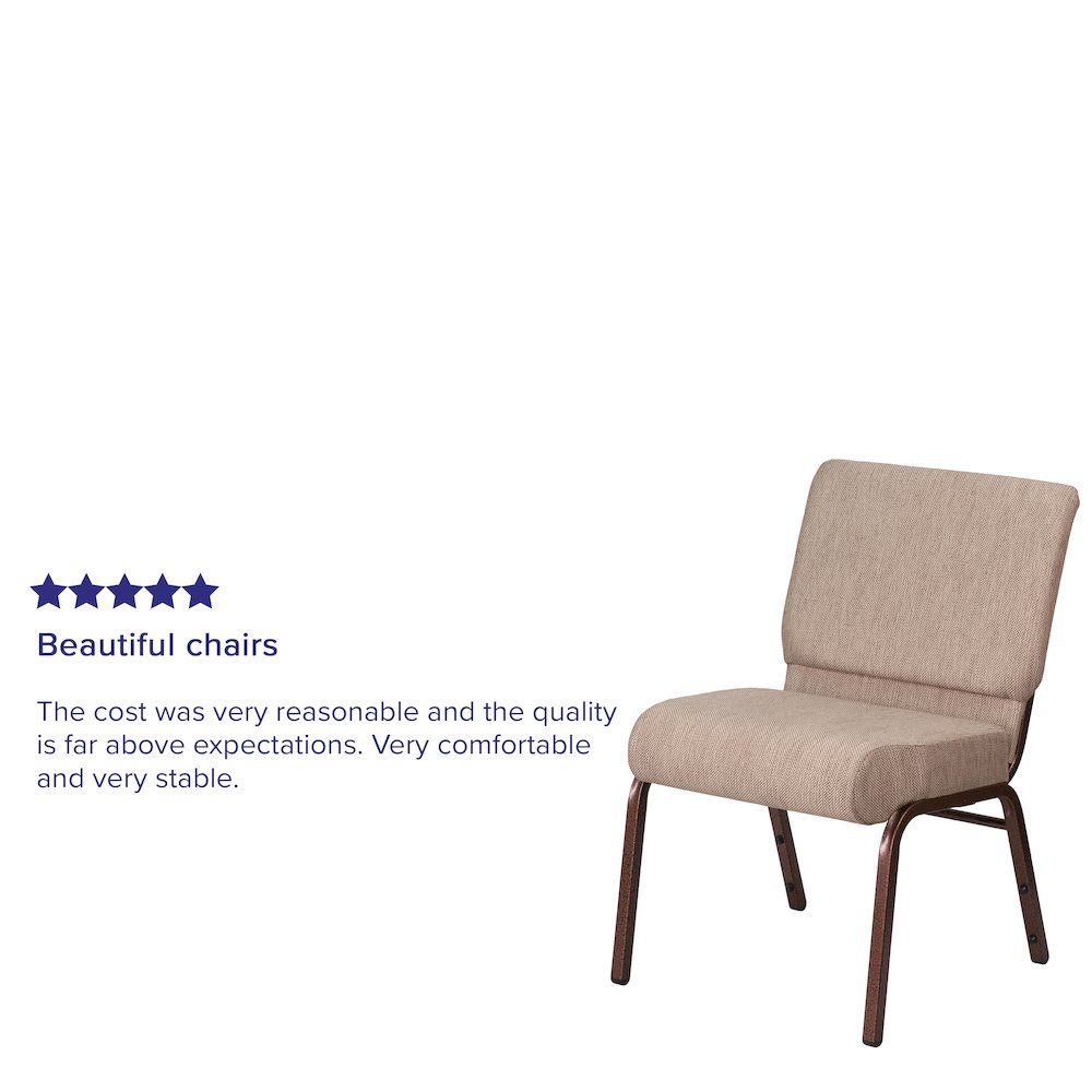 21''W Stacking Church Chair in Beige Fabric - Copper Vein Frame. Picture 10