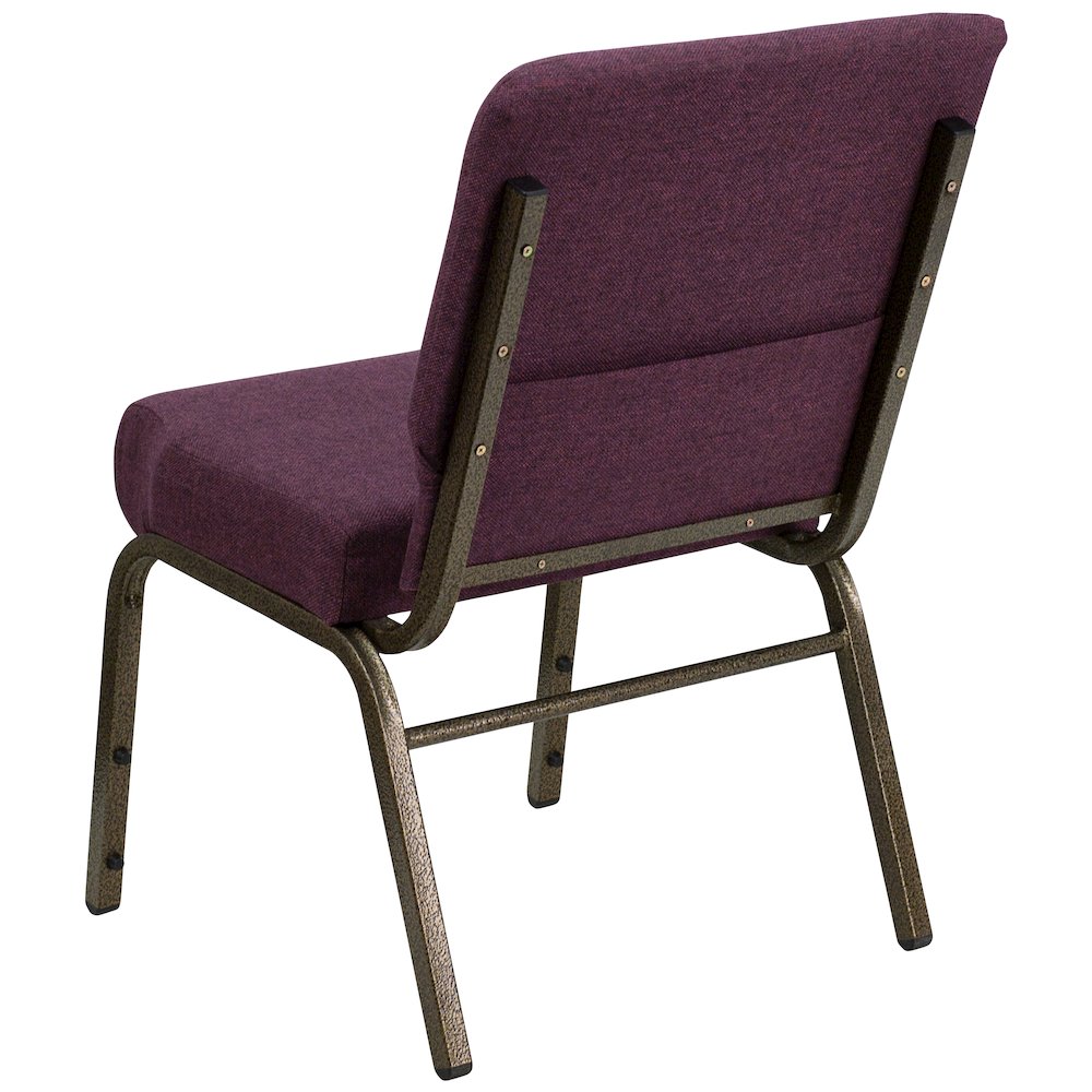 21''W Stacking Church Chair in Plum Fabric - Gold Vein Frame. Picture 7