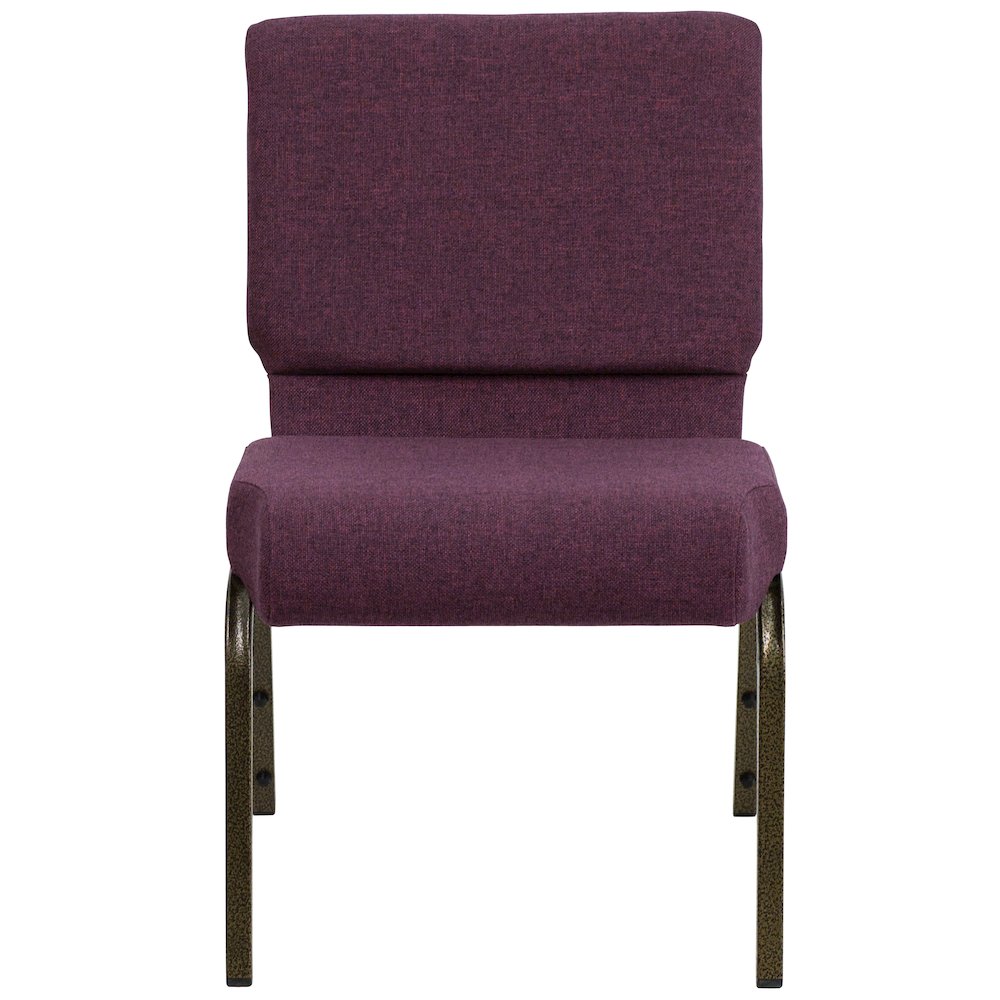 21''W Stacking Church Chair in Plum Fabric - Gold Vein Frame. Picture 10