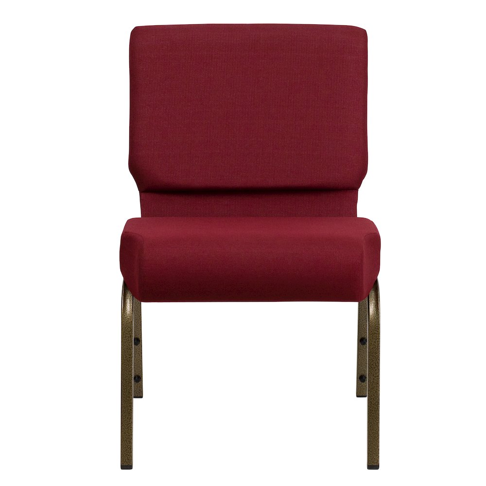 21''W Stacking Church Chair in Burgundy Fabric - Gold Vein Frame. Picture 10