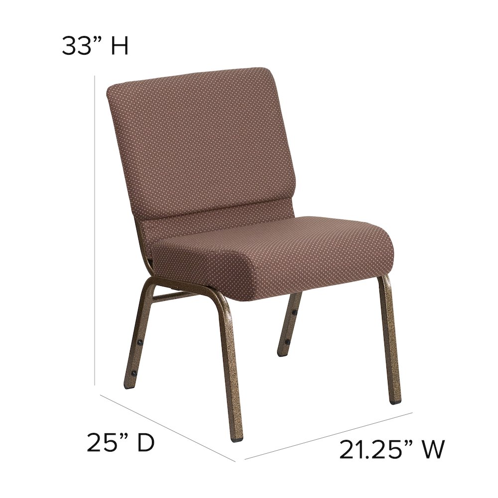 21''W Stacking Church Chair in Brown Dot Fabric - Gold Vein Frame. Picture 2