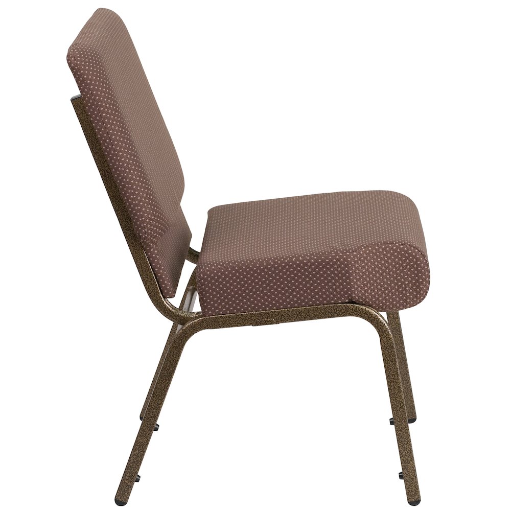 21''W Stacking Church Chair in Brown Dot Fabric - Gold Vein Frame. Picture 3