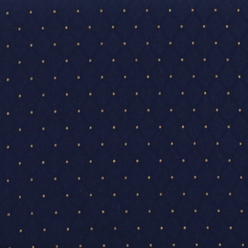 21''W Church Chair in Navy Blue Dot Patterned Fabric with Book Rack - Gold Vein Frame. Picture 10