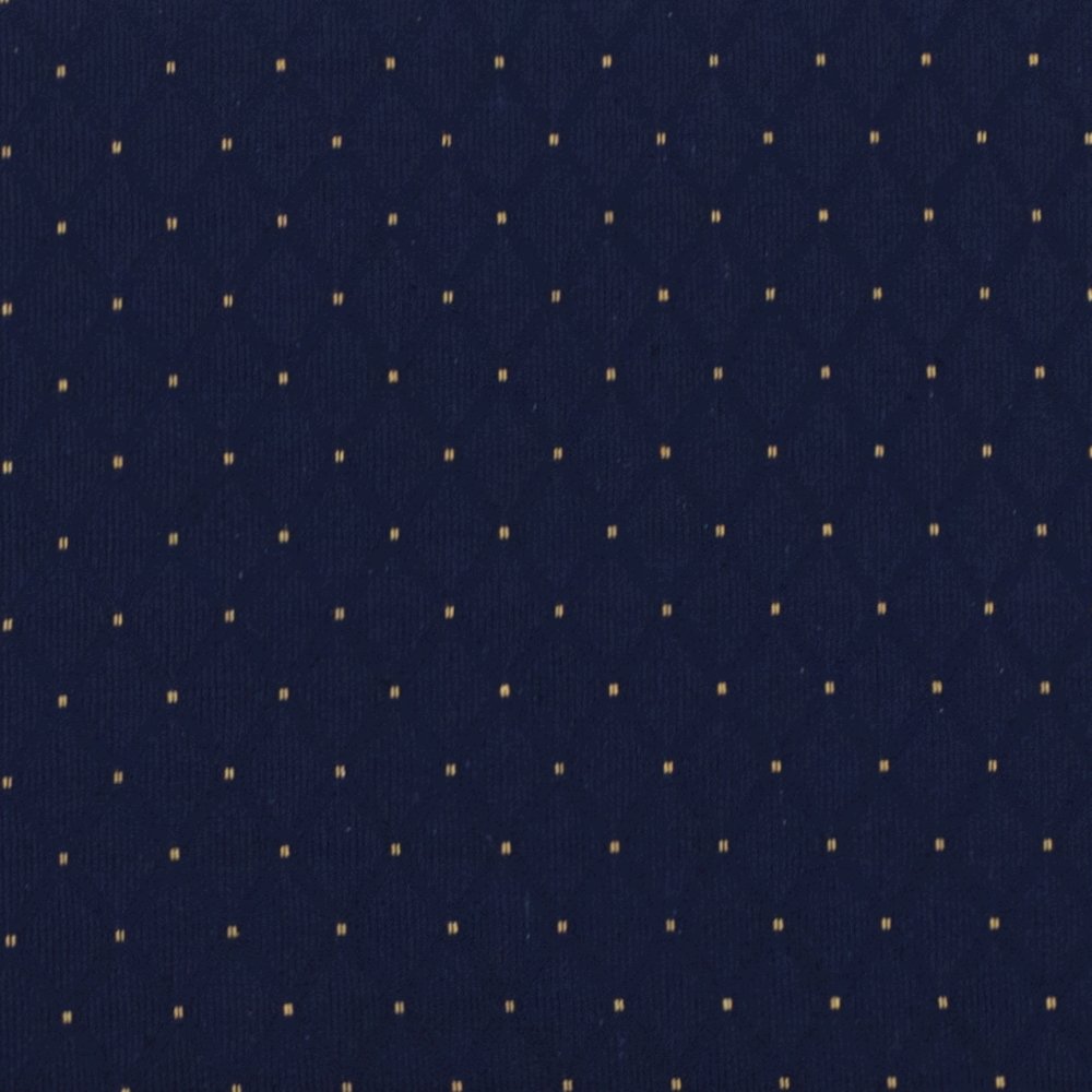 21''W Stacking Church Chair in Navy Blue Dot Patterned Fabric - Gold Vein Frame. Picture 12