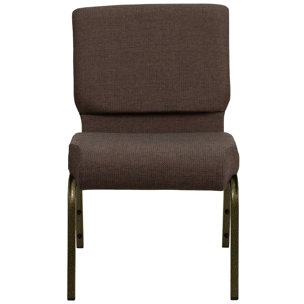 21''W Stacking Church Chair in Brown Fabric - Gold Vein Frame. Picture 10