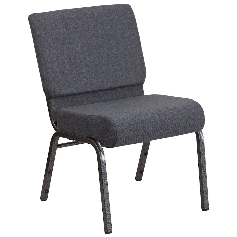 21''W Church Chair in Dark Gray Fabric - Silver Vein Frame. Picture 1