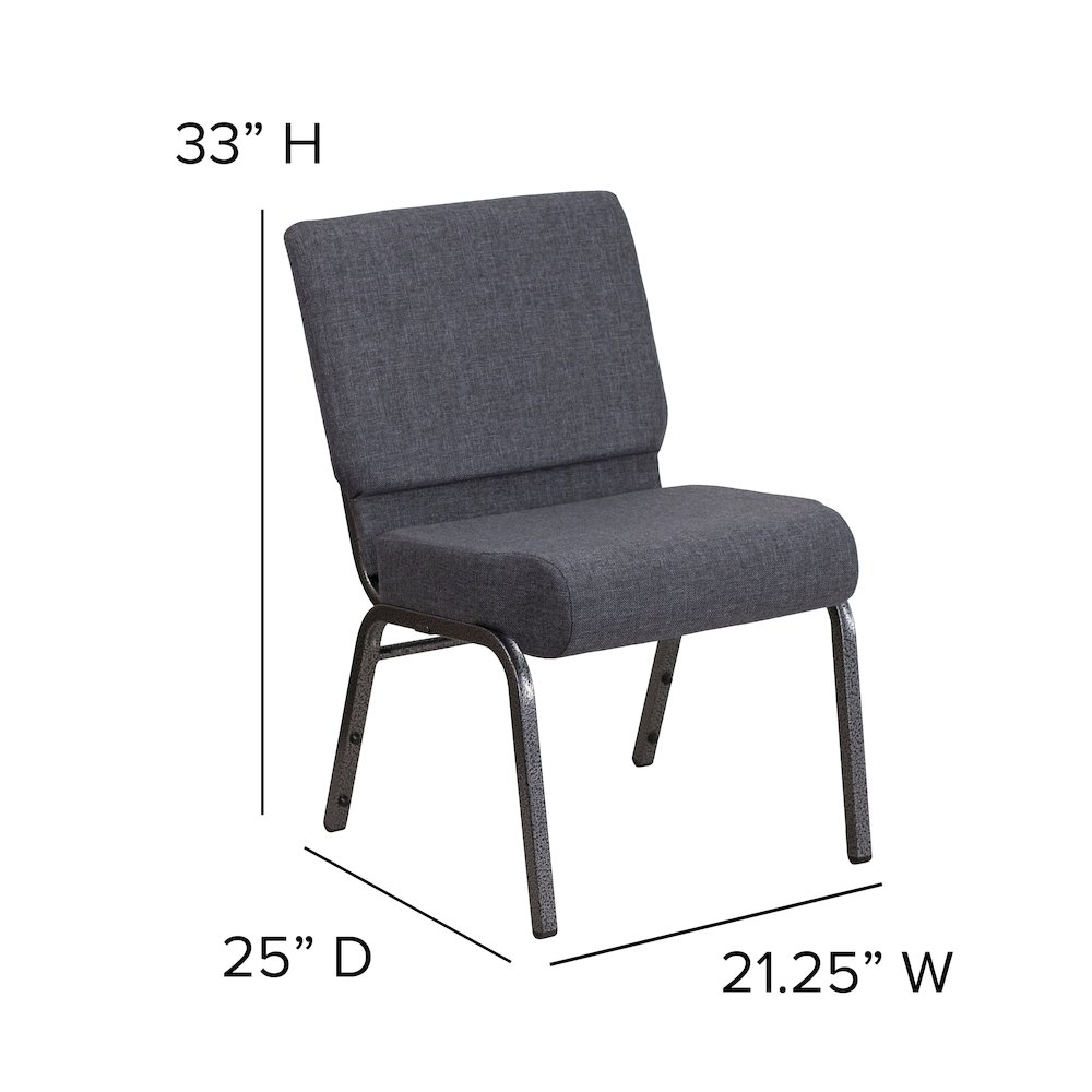 21''W Church Chair in Dark Gray Fabric - Silver Vein Frame. Picture 6