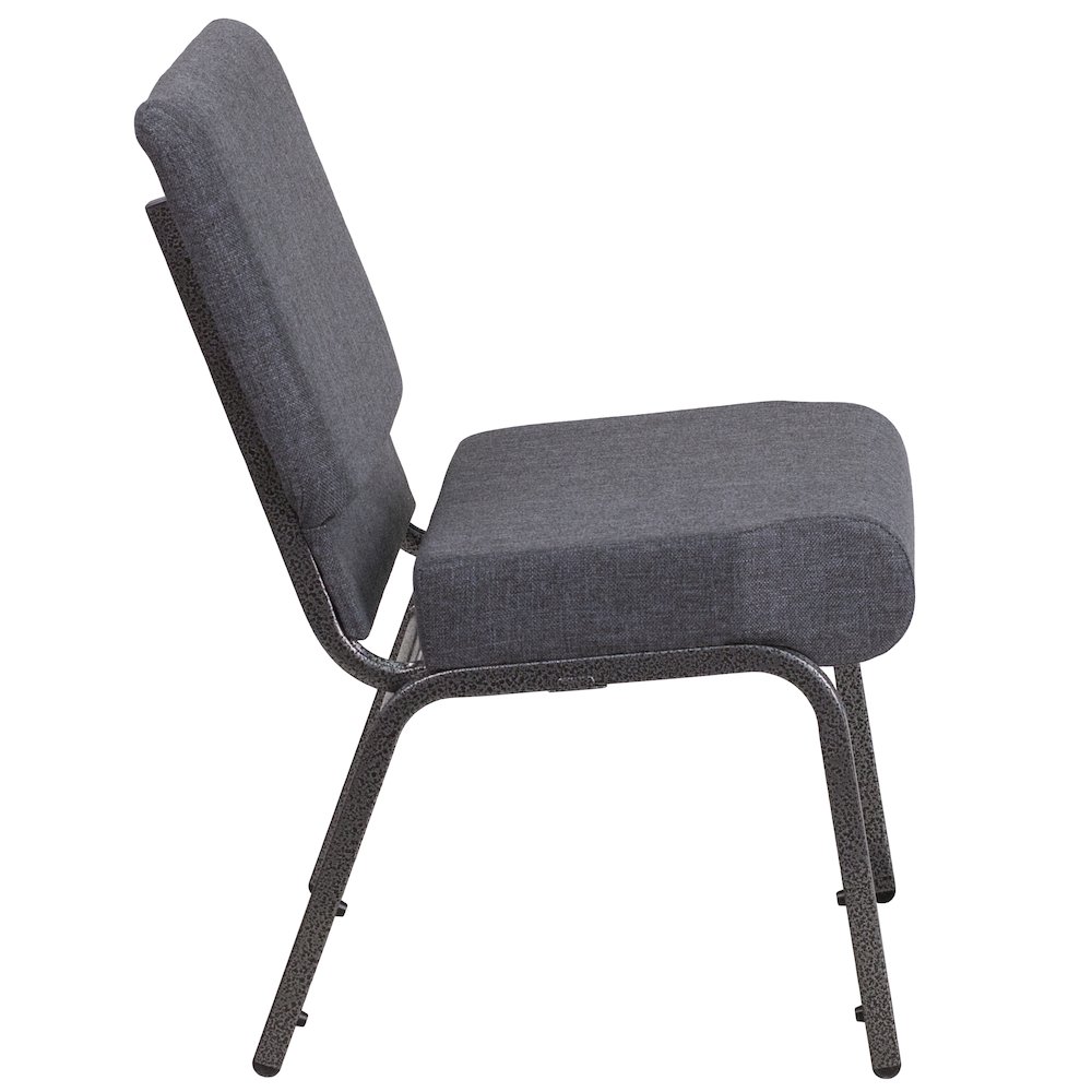 21''W Church Chair in Dark Gray Fabric - Silver Vein Frame. Picture 9