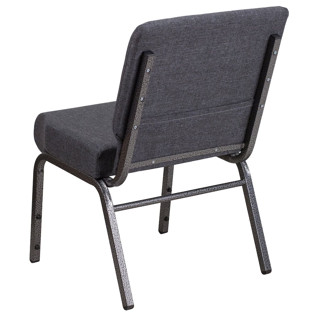 21''W Church Chair in Dark Gray Fabric - Silver Vein Frame. Picture 7