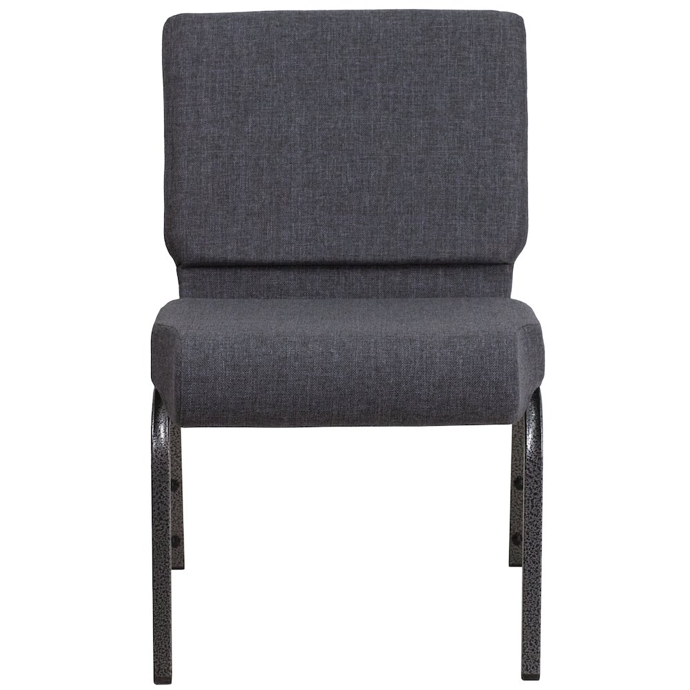 21''W Church Chair in Dark Gray Fabric - Silver Vein Frame. Picture 10